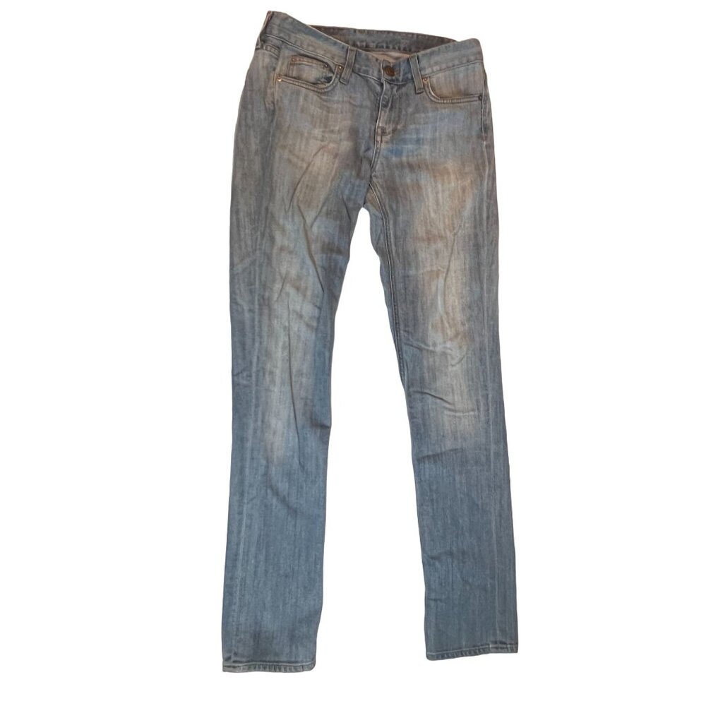 Downtown Womens Skinny Jeans Slim Fit Mid Rise Cotton Acid Wash Blue Size W30